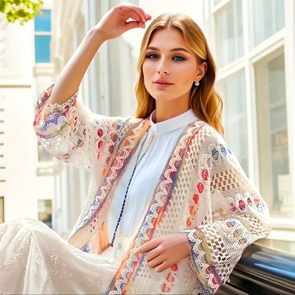 VIRAL Pastel Rainbow cardigan OS NEW Boho Festival One size Fits Most